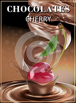 Cherry berry in dark chocolate with a splash